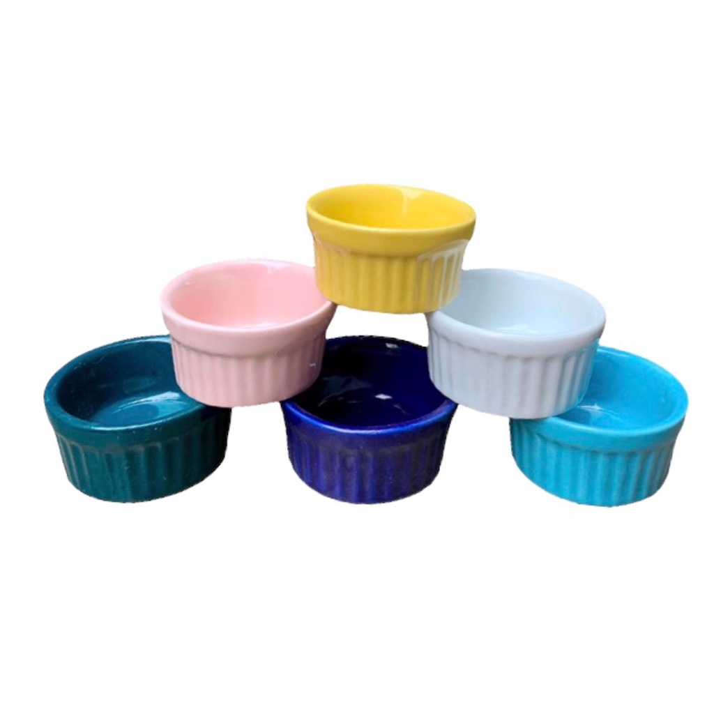 Ramequim De Porcelana Canelado Colorido Ml Shopee Brasil