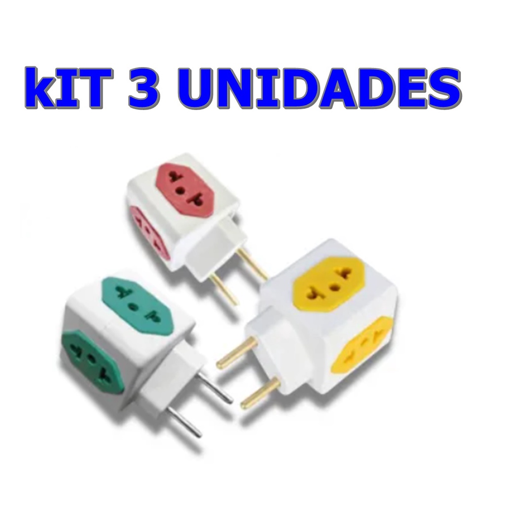 Kit Adaptador De Tomada Entradas Benjamin Cubo Colorido A E A