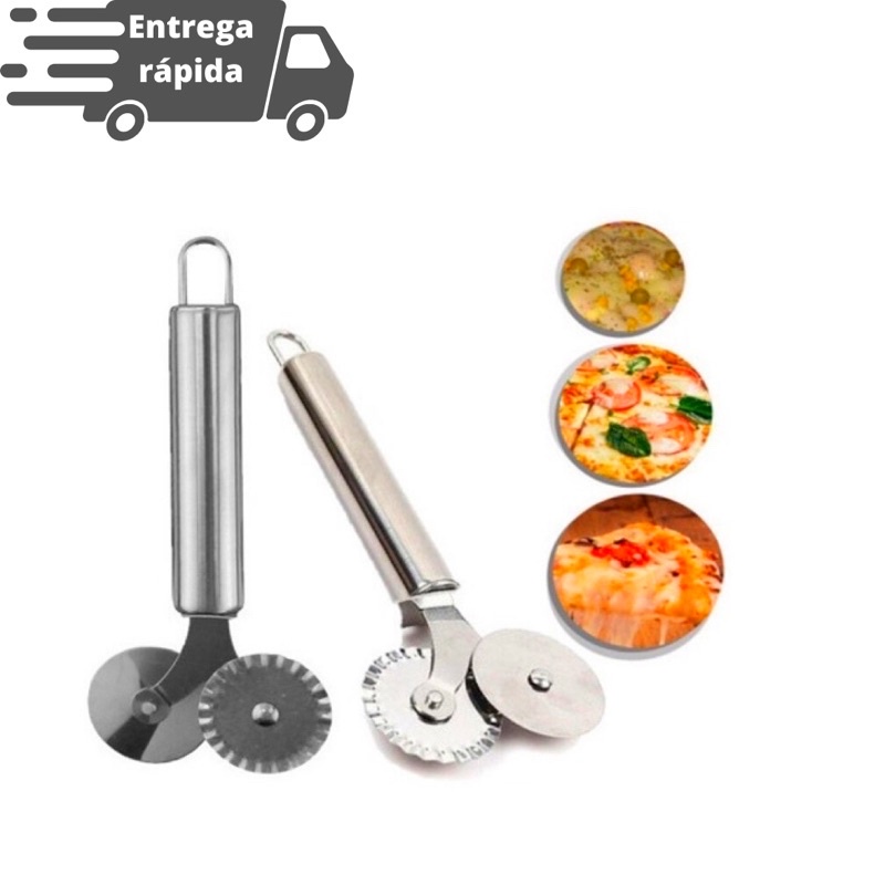 Fatiador Pizza Cortador Pastel Massas Carretilha Dupla Inox Shopee Brasil