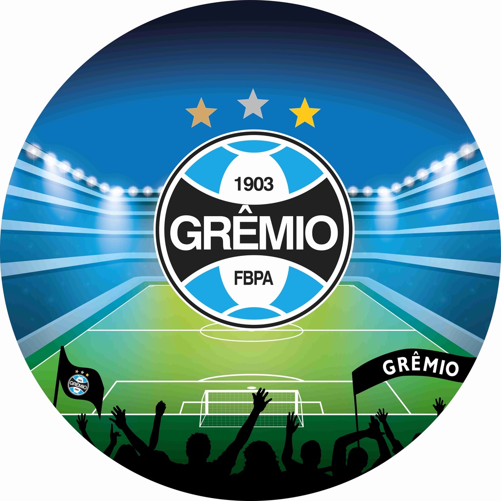 Painel Redondo Tema Grêmio Para Decoração de Festa Em Tecido Sublimado