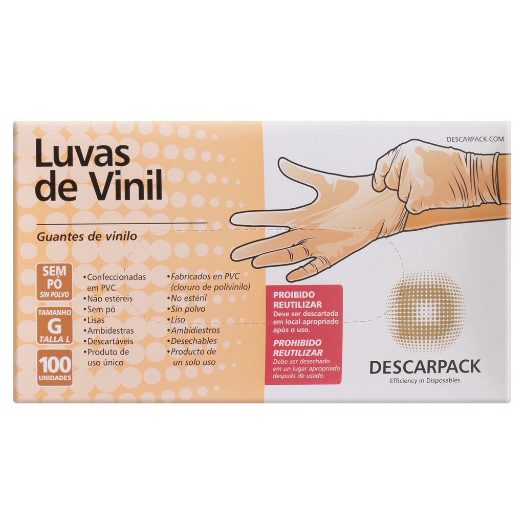 1 Cxs De Luva De Vinil S Talco Descarpack Tamanho G Shopee Brasil