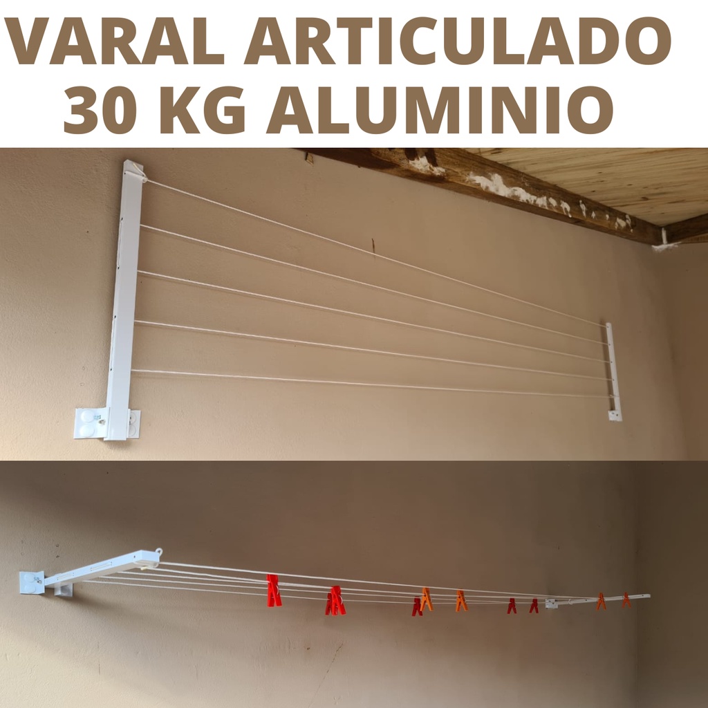 Kit 2 Un Varal De Parede Articulado Retratil Grande Extensivel Até 4 Mt