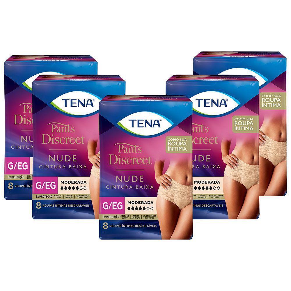 KIT 5 PC FRALDAS GERIATRICA tena pants discreet nude roupa íntima tipo