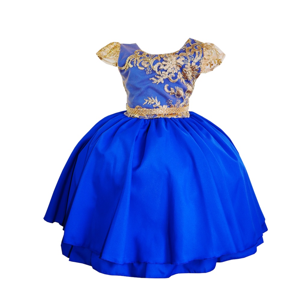 Vestido Infantil Cinderela Daminha Festa Formatura Azul Realeza Luxo