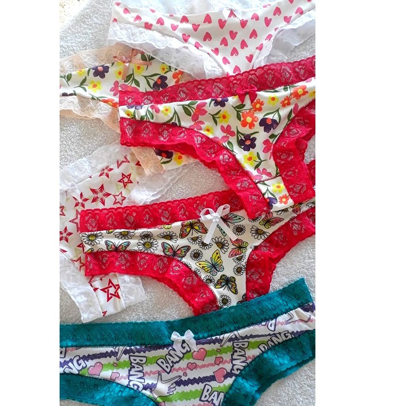 5 Calcinhas Renda Sortidas Lingerie Pronta Entrega Shopee Brasil