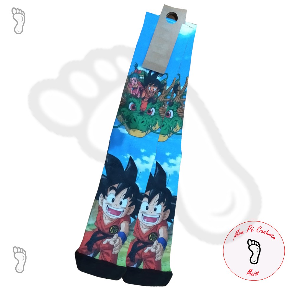 Meia Cano Alto Dragon Ball Z Goku Anime Manga Sublimada Shopee Brasil