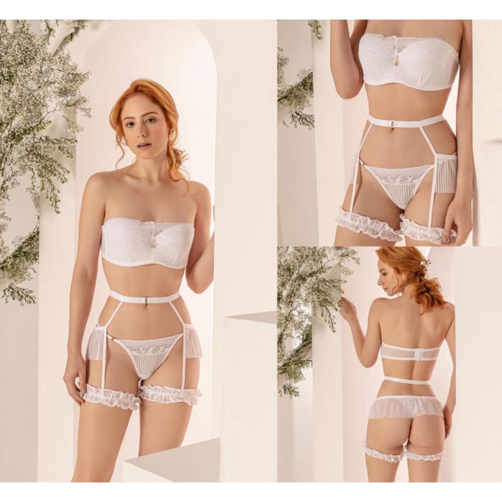 CONJUNTO DE LINGERIE SUPER LUXO NOIVA Shopee Brasil