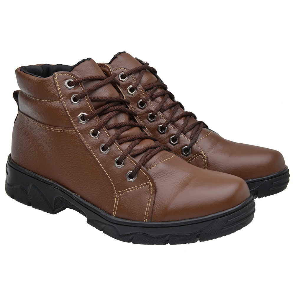 Bota Coturno Masculino Militar Adventure Couro Legítimo Confort