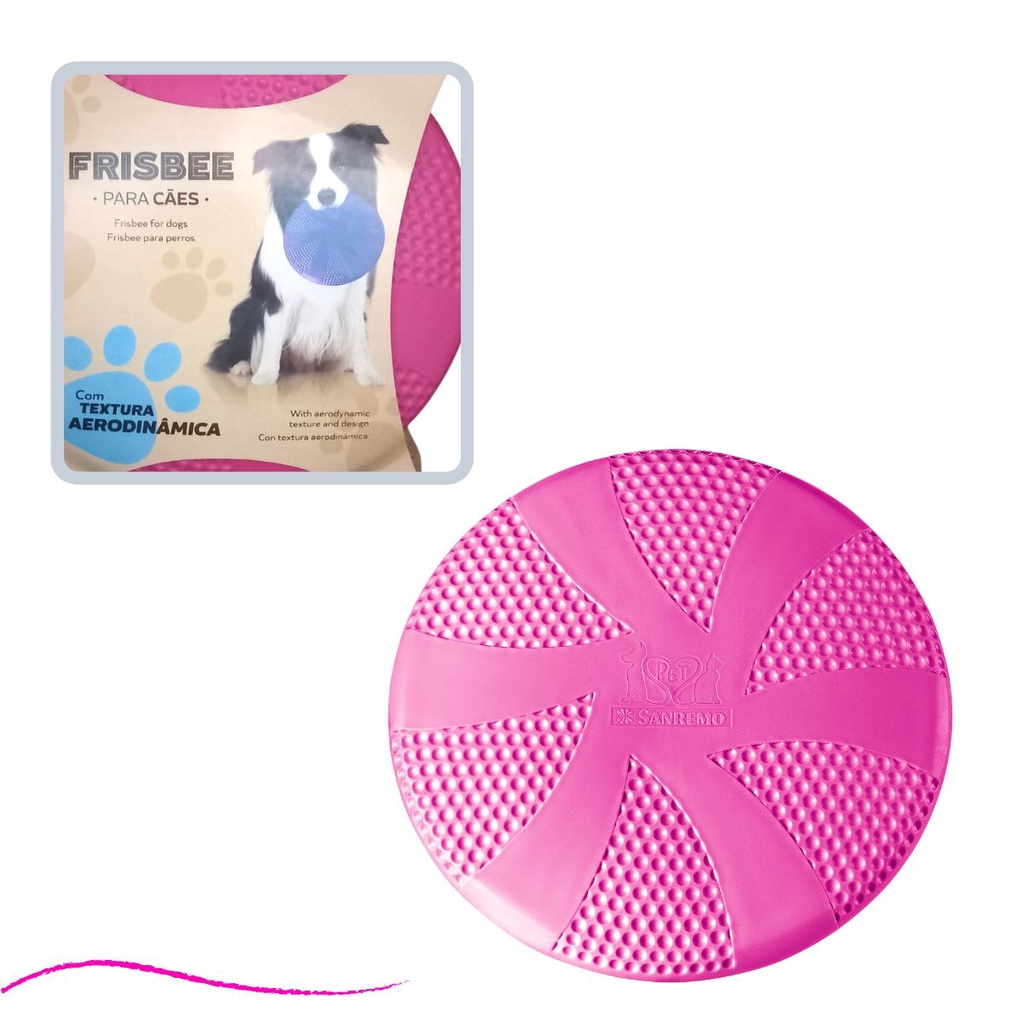 Brinquedo Para Cachorro Frisbee Plastico Rosa Disco Voador Arremesso