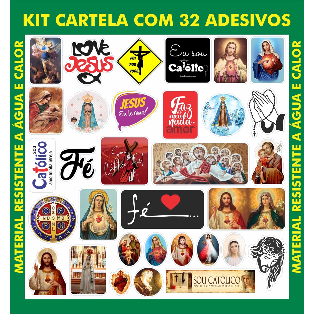 Kit Cartela De Adesivos C Adesivos Religiosos Adesivos Para Bike