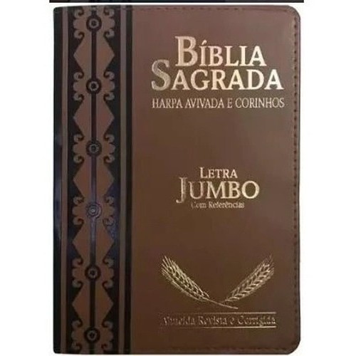 B Blia Sagrada Letra Jumbo Harpa Avivada E Corinhos Marrom Shopee Brasil