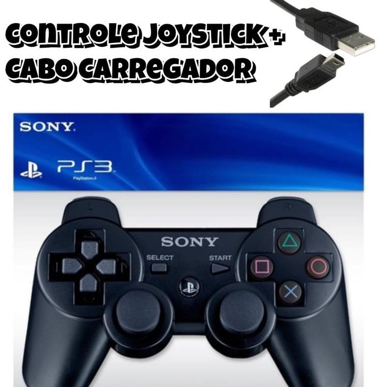 Controle Joystick Dualshock 3 Manete Sem Fio Cabo Wireless PlayStation