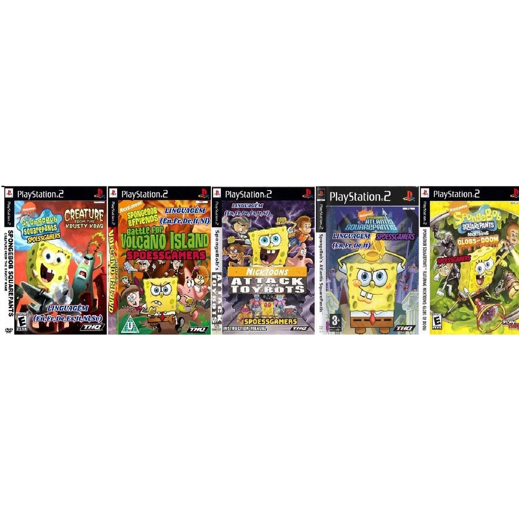 5 Jogos Ps2 Bob Esponja Kit Shopee Brasil