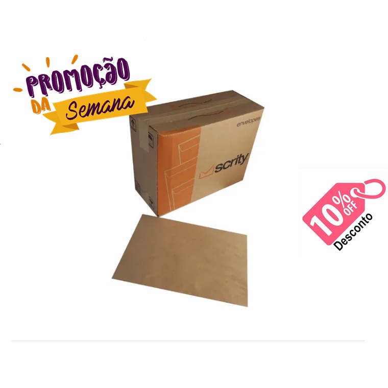 Envelope Kraft Pardo Meia Folha A4 16 2 X 22 9 Cm SCRITY Caixa 50