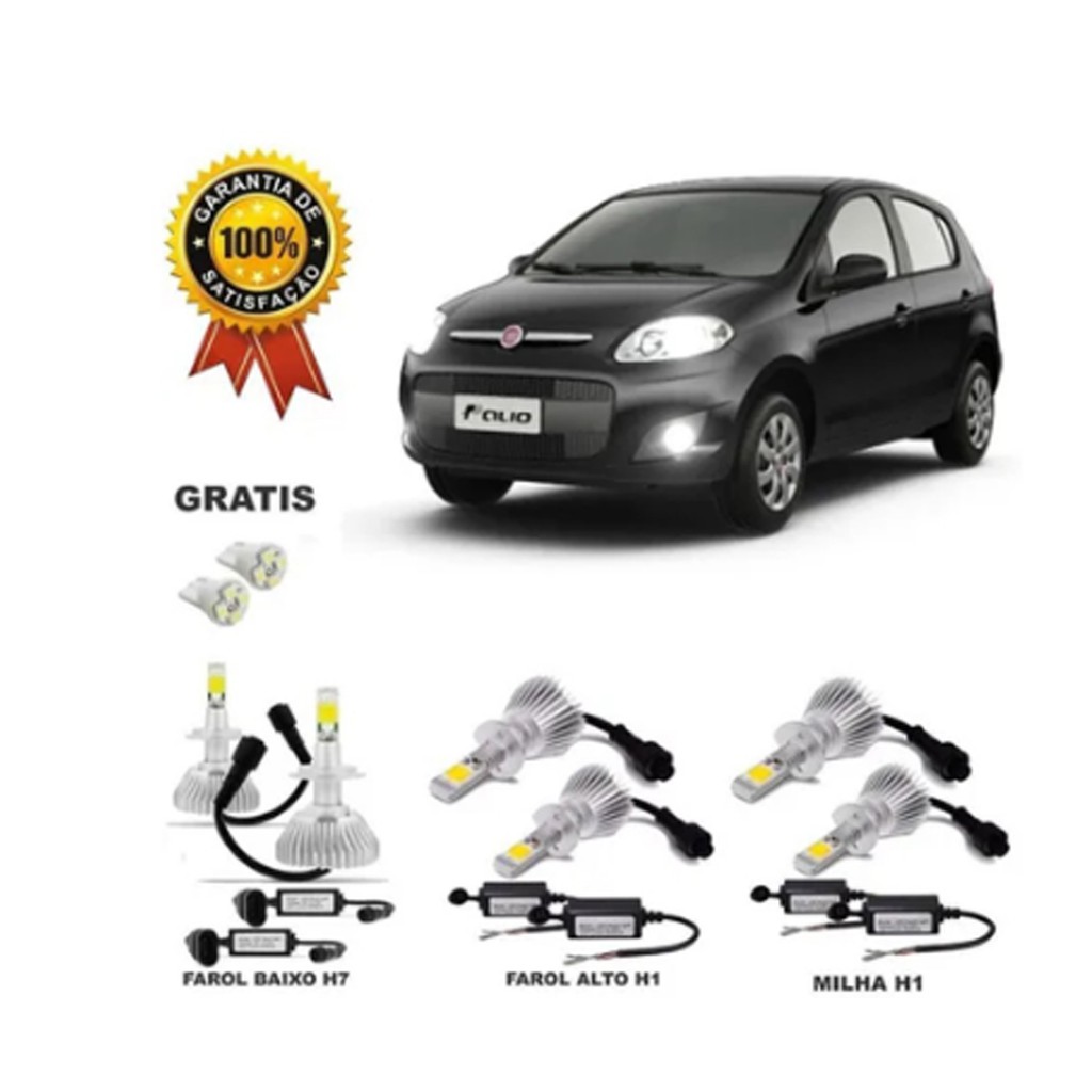 Kit L Mpadas Super Led Fiat Palio Alto Baixo Milha Shopee