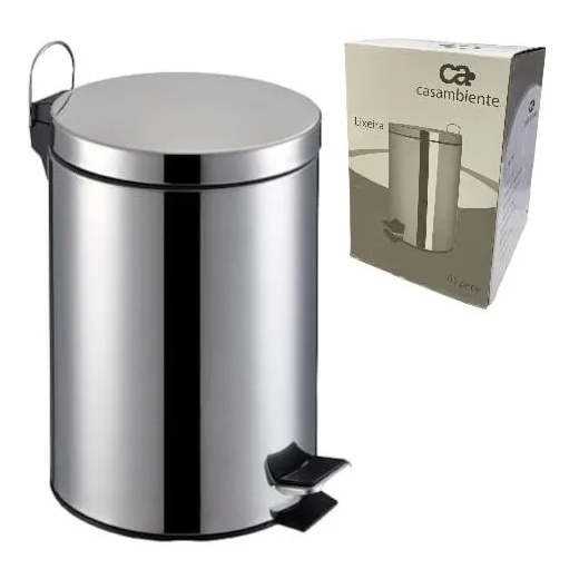 Lixeira Inox Pequena Pedal E Cesto Cozinha Banheiro 3L Lixo