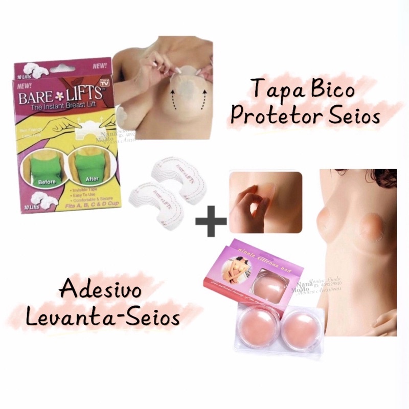 Kit 10 Adesivos Levanta Seios Tapa Bico Protetor Seios Shopee