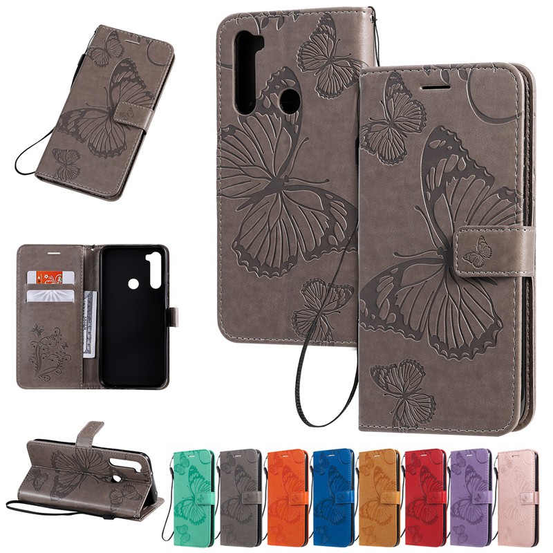 Capa Carteira Flip De Couro Borboleta Luxuosa Para Xiaomi Redmi Note 10