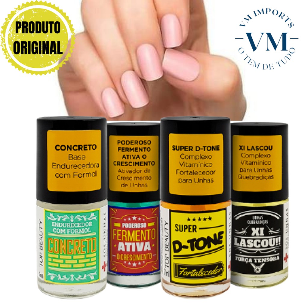 Kit De Base Sos Unhas Concreto Poderoso D Tone Lascou Top Beauty