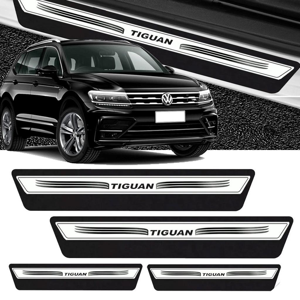 Kit 8 Peças Soleira Adesivo Porta Compatível Tiguan 2010 2011 2012 2013