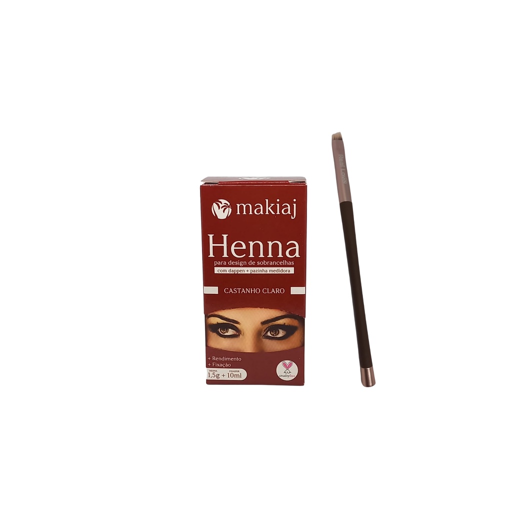 Kit Henna Para Sobrancelha Makiaj Castanho Claro Ml Pincel