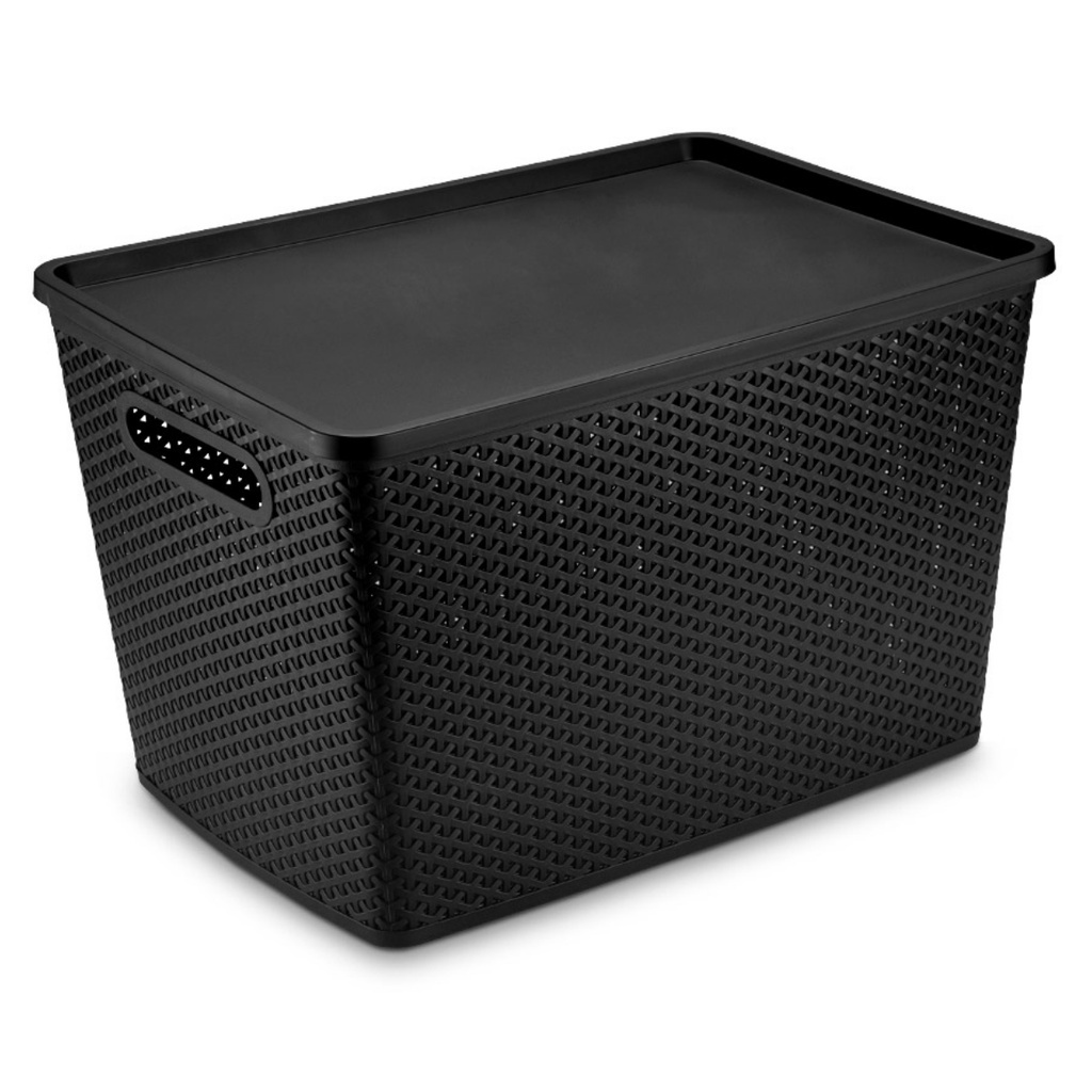 Caixa Organizadora Rattan Grande Tampa 50 Litros Preto Shopee Brasil