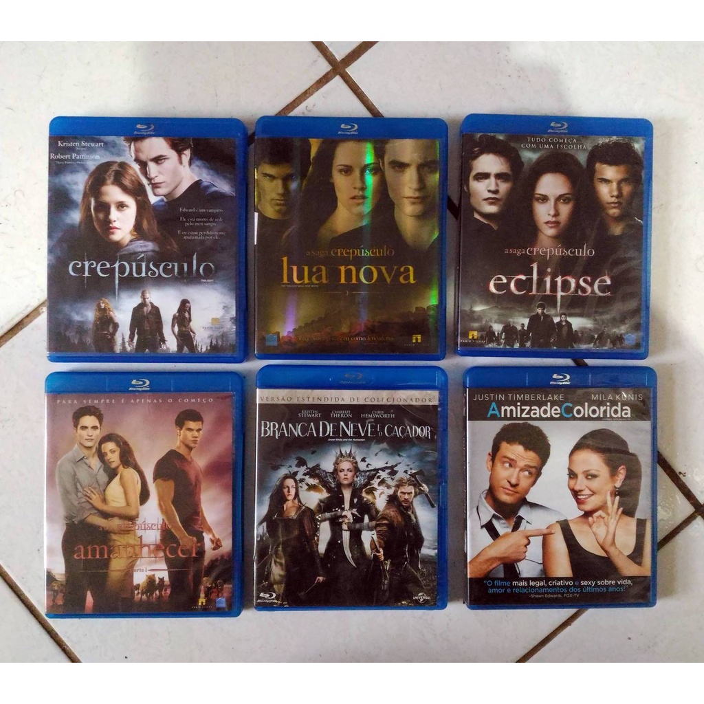 Kit 6 Filmes Blu ray Crepúsculo Lua Nova Eclipse Amanhecer Branca