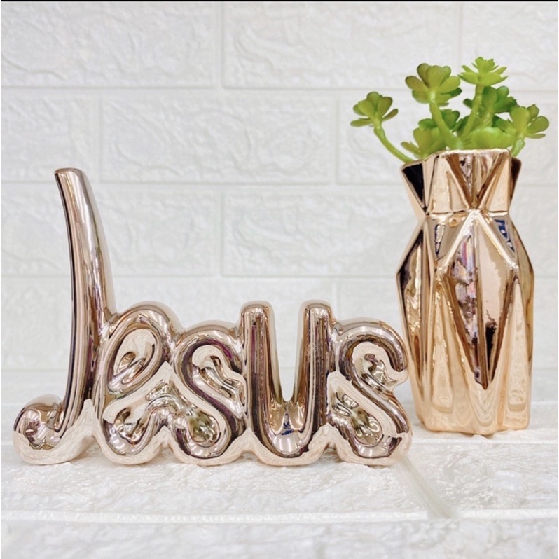 Enfeite Decorativo Palavra Jesus Porcelana Pequeno Cer Mica Bibel Casa