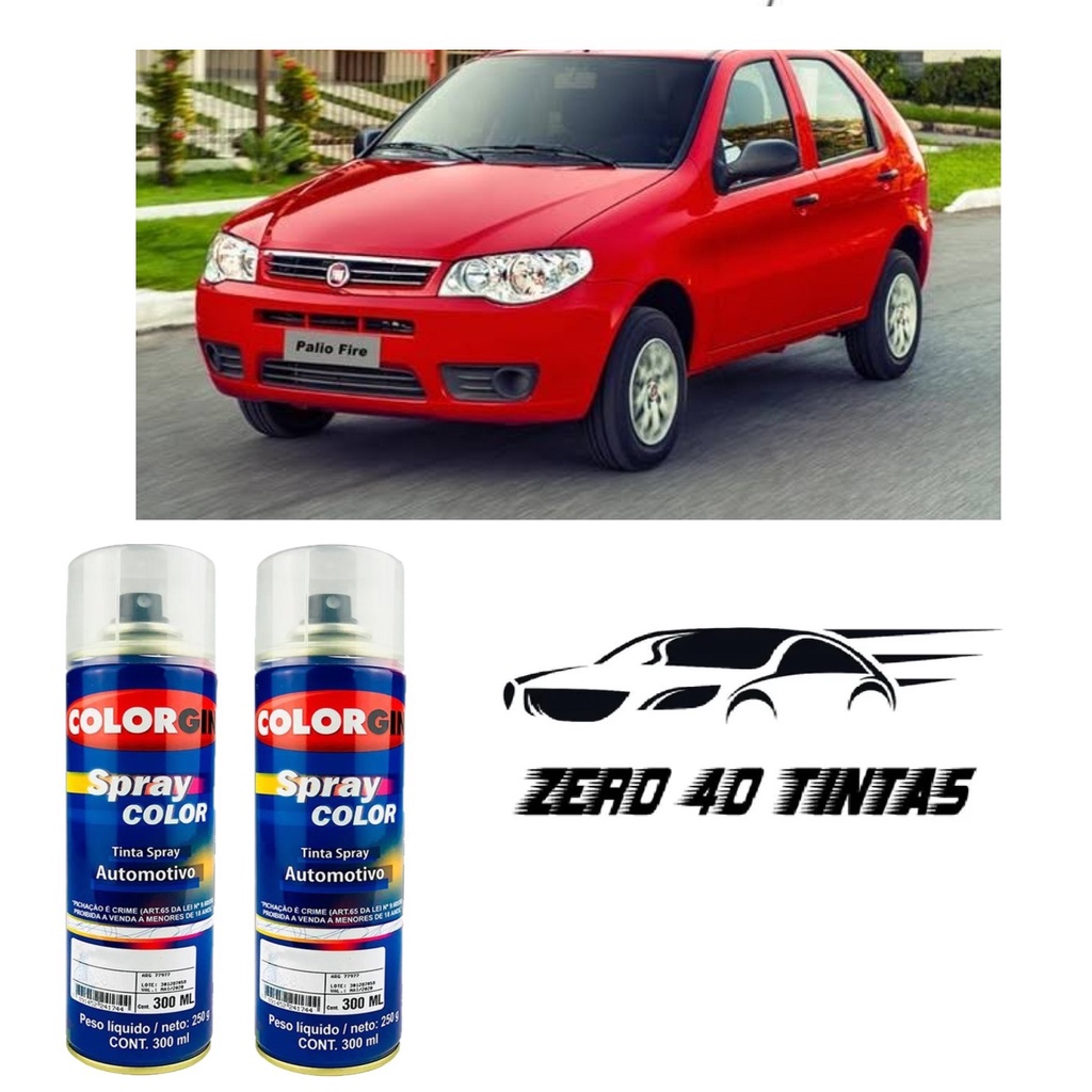 Tinta Automotiva Spray Vermelho Alpine Fiat Verniz Ml Lixa Para