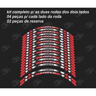 Adesivo Friso Refletivo Roda Moto Yamaha Fazer 150 125 250 M01 Vermelho