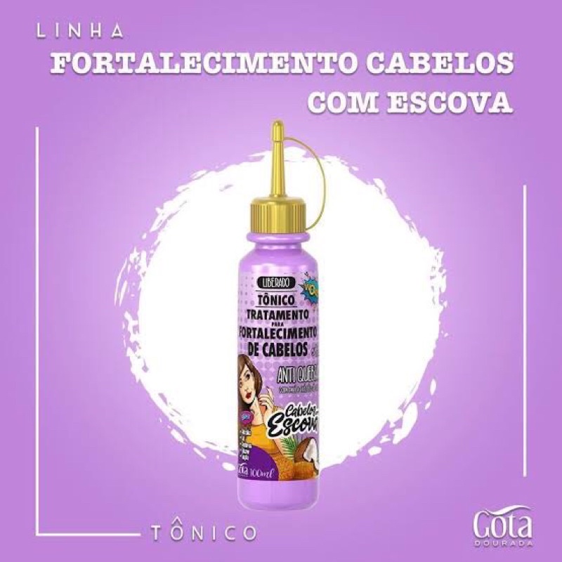 Tônico gota dourada Fortalecimento Cabelos Escova 100ml Shopee Brasil