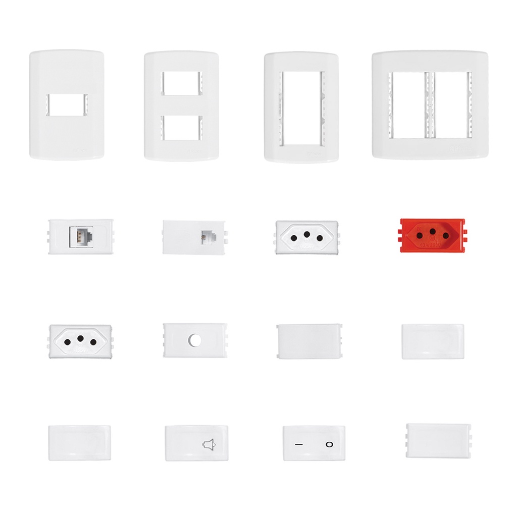 Tomada Interruptor Linha Modular Horizontal Placa 4x2 4x4 Teclas