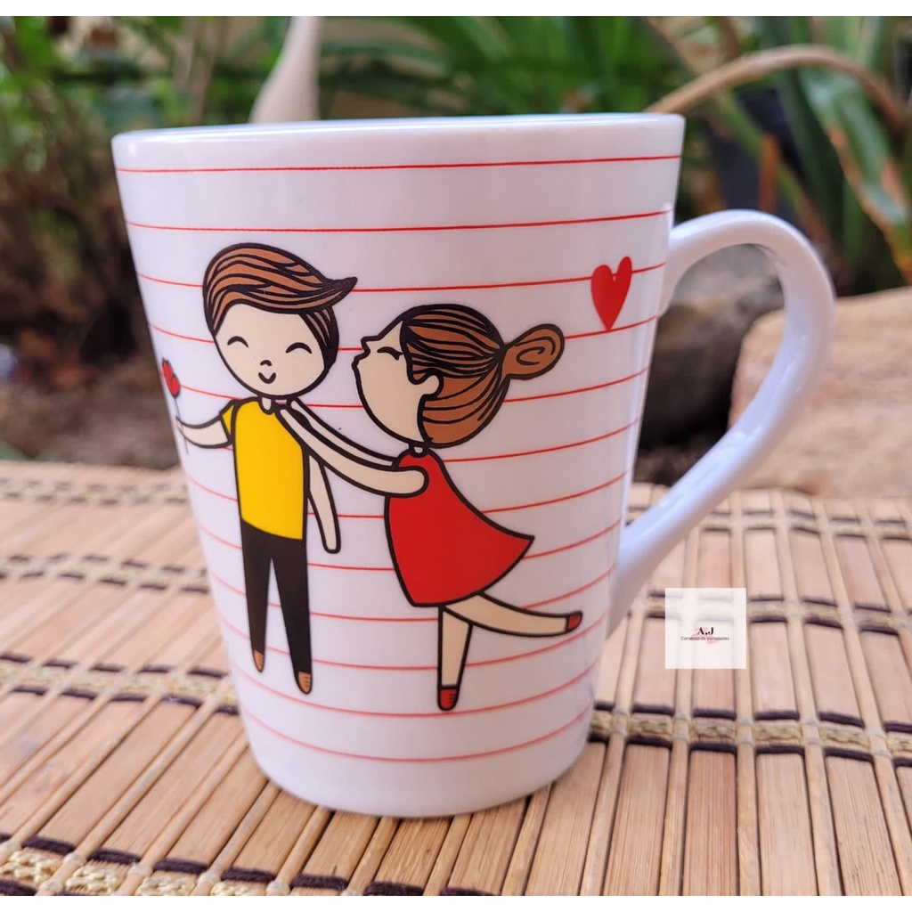 Caneca Porcelana Branca Ml Decoradas Shopee Brasil