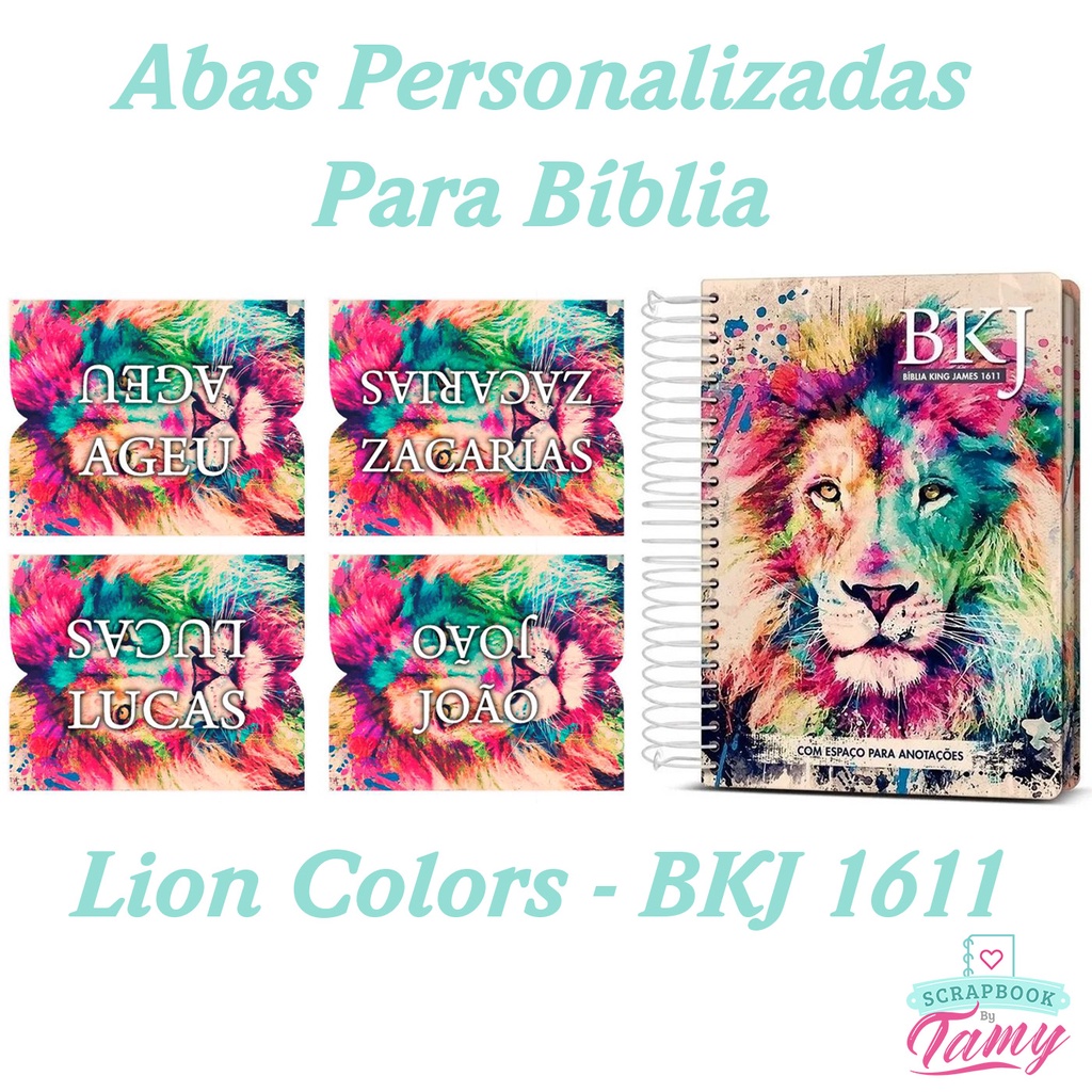 Abas Para B Blia Lion Colors Bkj Ndice Adesivo