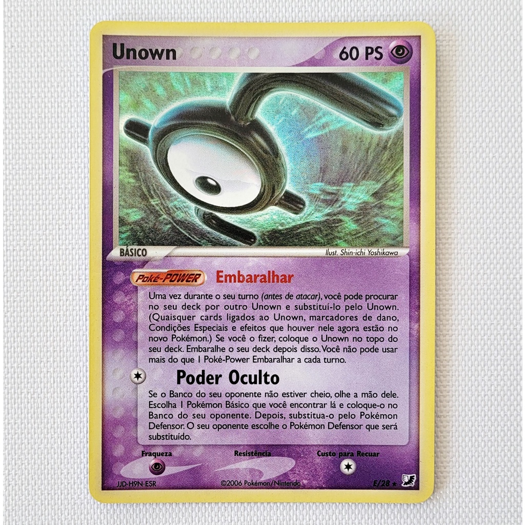 Carta Antiga Pokemon Unown E Holo Rare Ex Unseen Forces Original