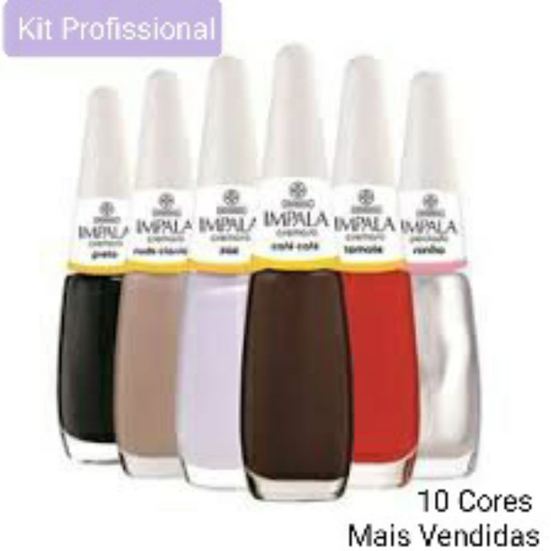 Kit 10 Esmaltes Impala Cores Mais Vendidas Manicure Profissional