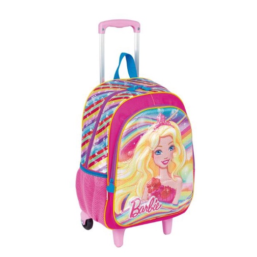 Mochila De Rodinhas Barbie Sereia X D Alto Relevo Original Rosa