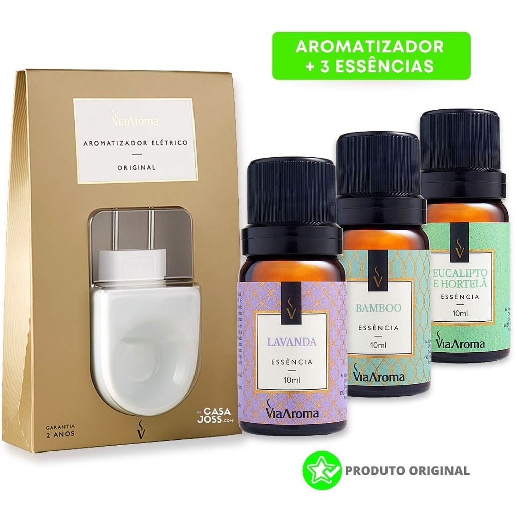 Aromatizador Elétrico Porcelana 3 Essências Kit Nosso Lar Difusor