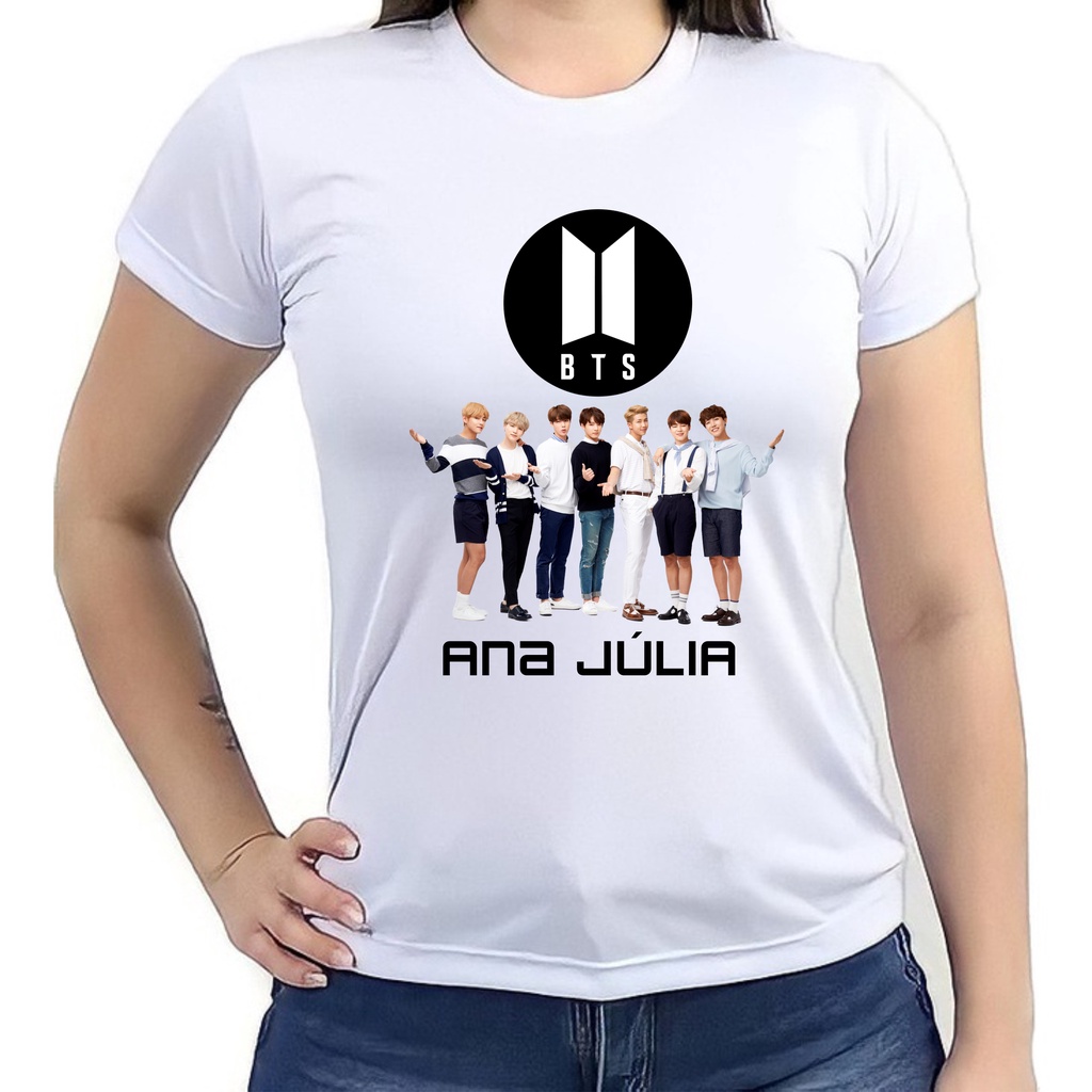 Camiseta K Pop Bts Baby Look Personalizada Nome Shopee Brasil