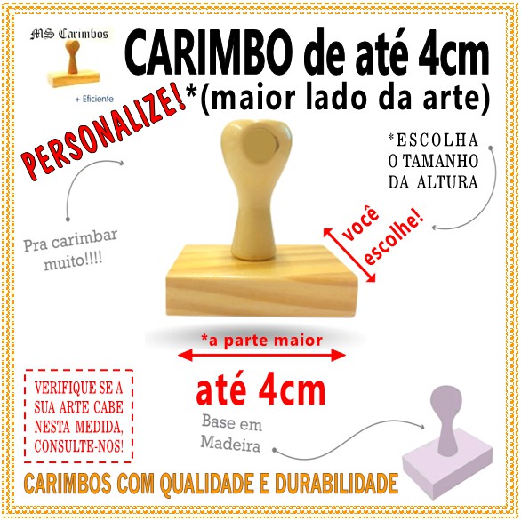 Carimbo Até 4cm Maior Lado Personalize Como Quiser Completo Cabo