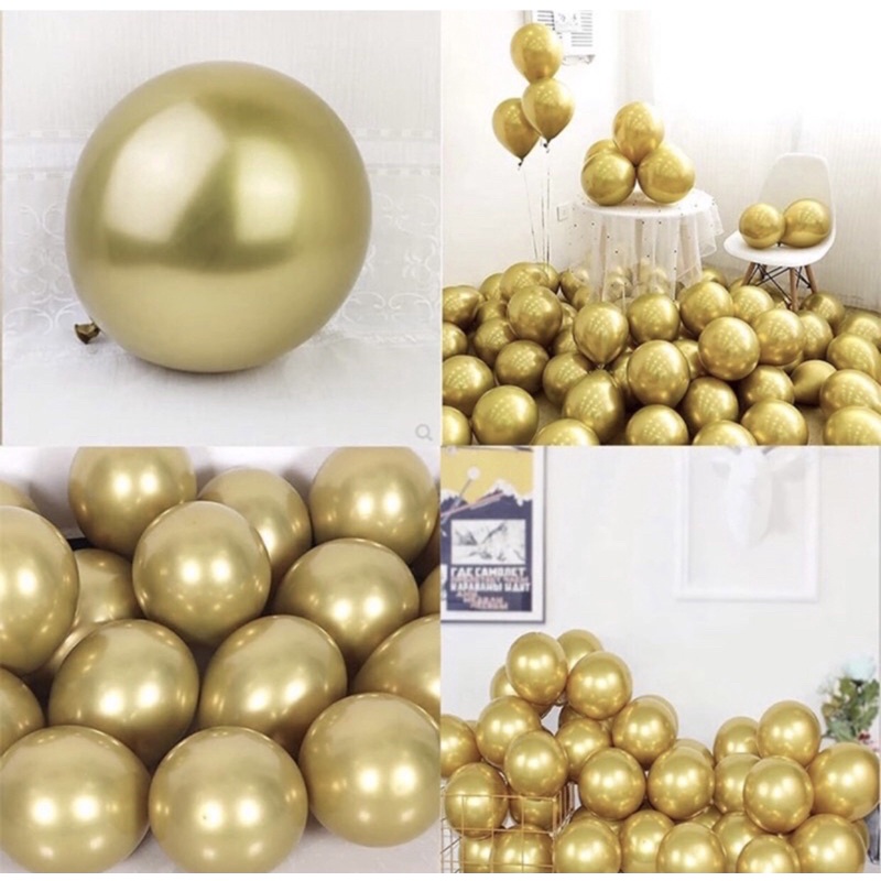 25 Balão Bexiga 5 Pol Dourado Cromado Metalizado Alumínio Platino