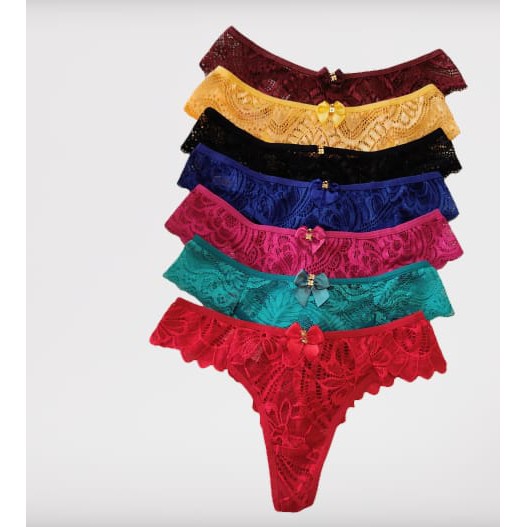 Kit 10 Calcinha Fio Rendado Cores Sortidas Moda Íntima Lingerie