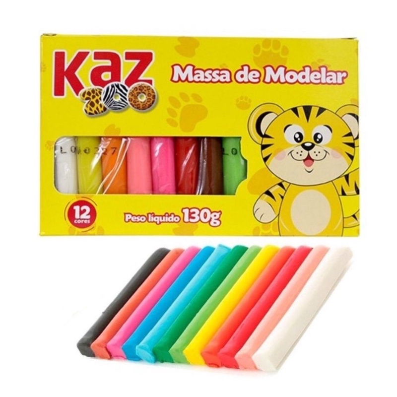 Massa Massinha De Modelar 12 Cores Na Caixa Kaz 130g Shopee Brasil