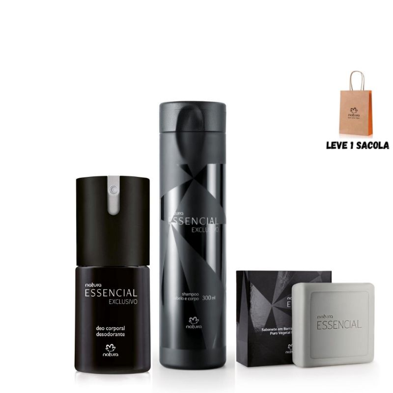 Kit Natura Essencial Exclusivo Masculino Desodorante Shampoo