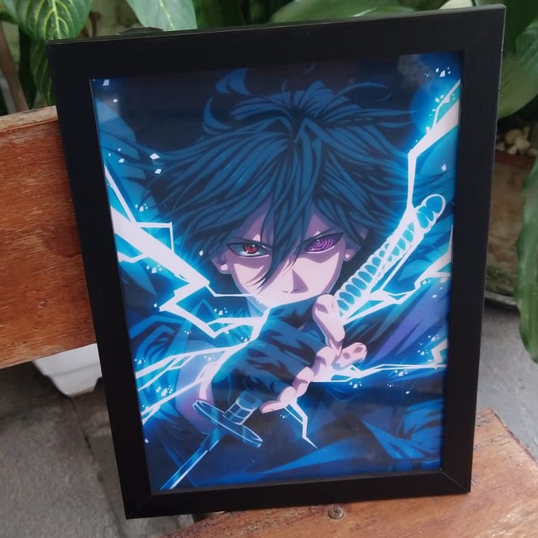 Quadro Decorativo Moldura E Vidro Naruto Sasuke Uchiha Sharingan