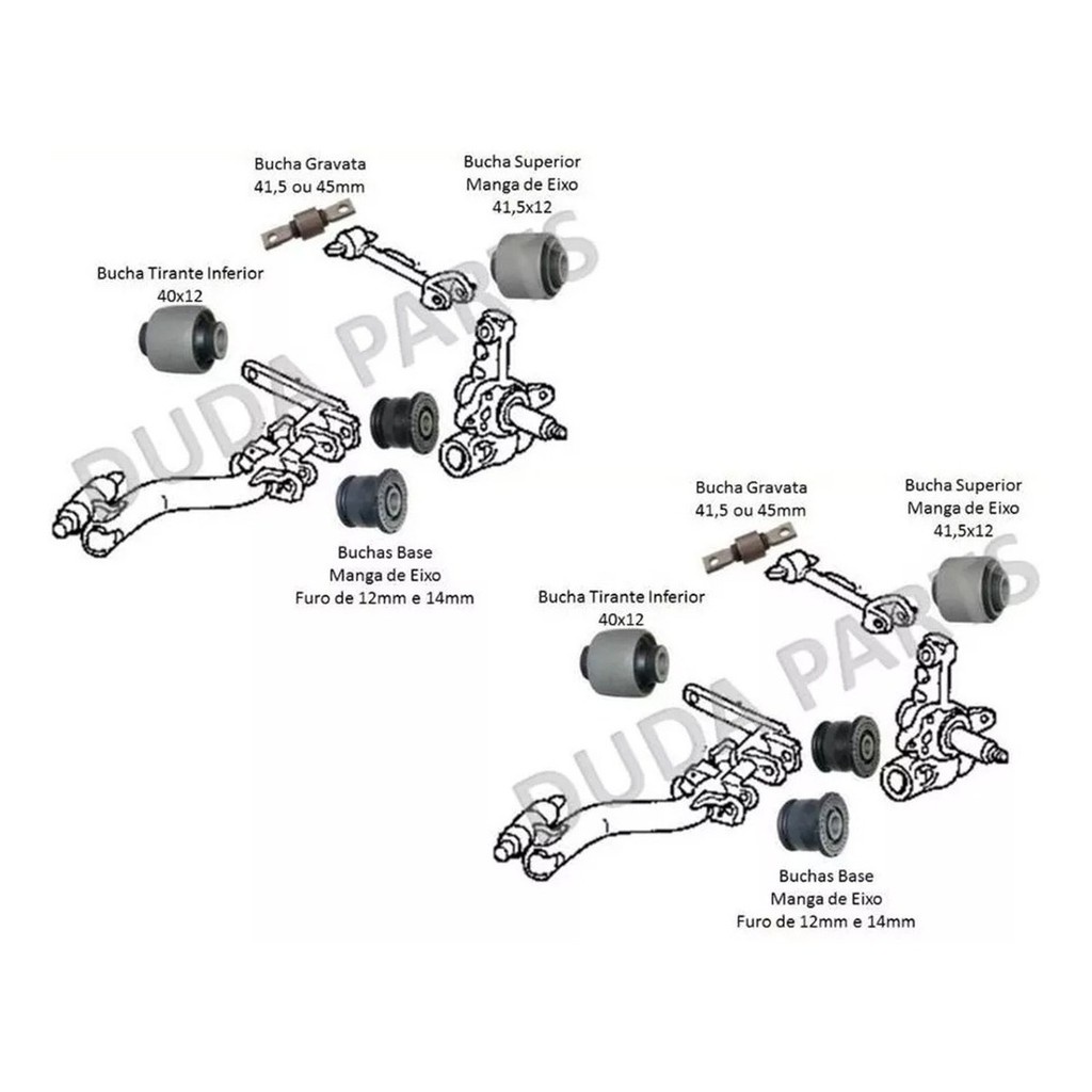 Kit 10 Buchas Suspensão Traseira Honda Civic 2001 Até 2005 Escorrega