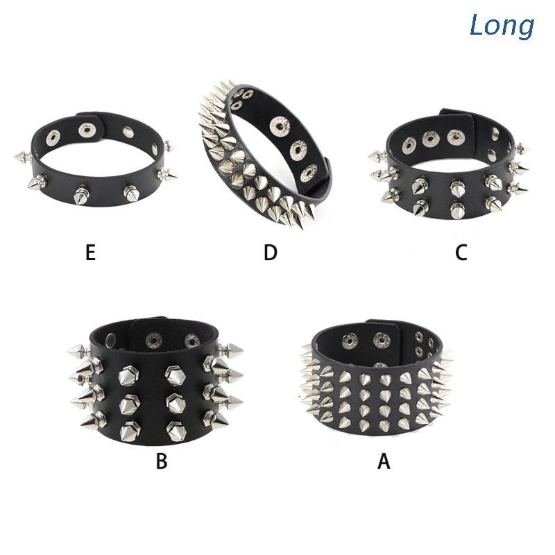 Pulseira De Couro Sint Tico Preta Punk Rock Spike Cravejado