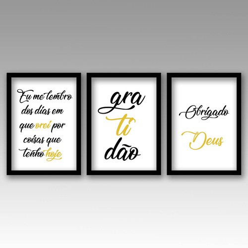 Kit Decorativo Pe As Cmx Cm Quadro Frases De Gratid O Deus