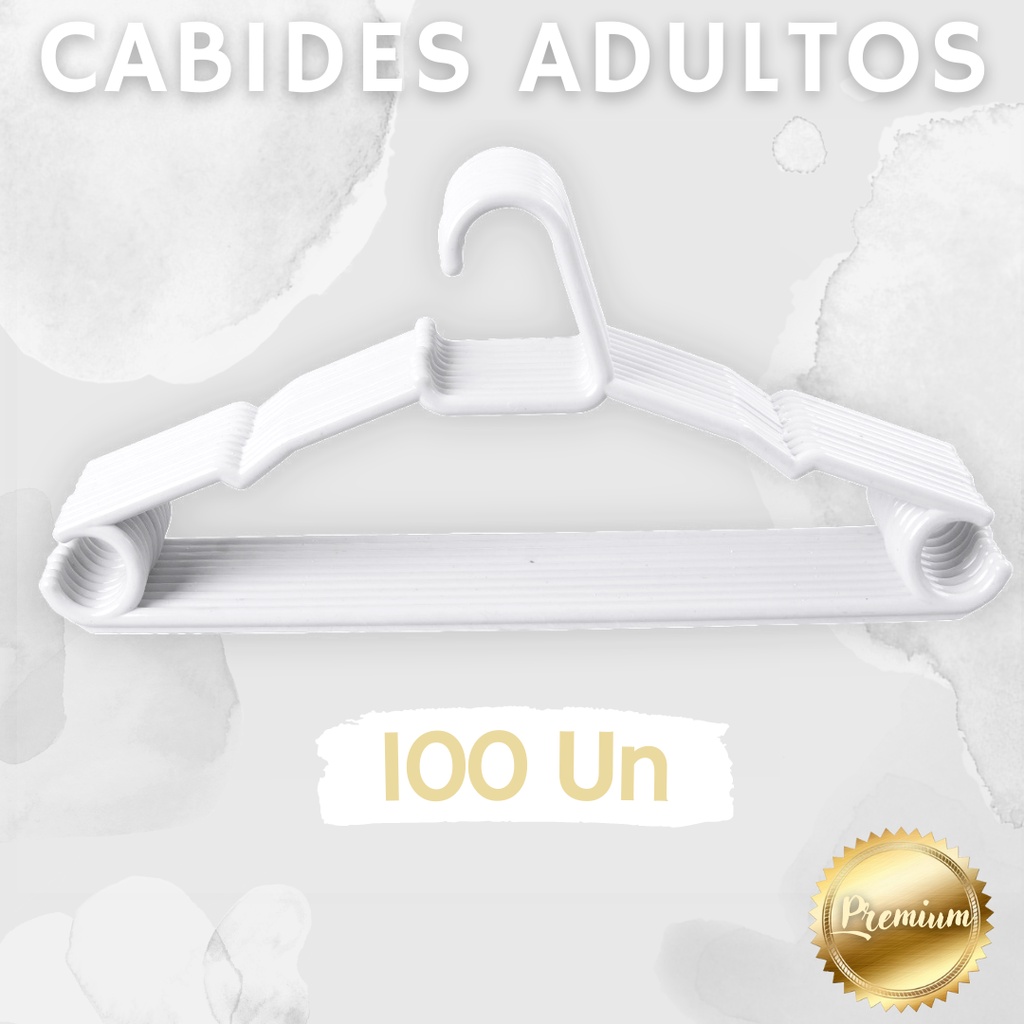 Kit De 100 Cabides Cristal Adulto Branco Para Blusas Calças Camisetas