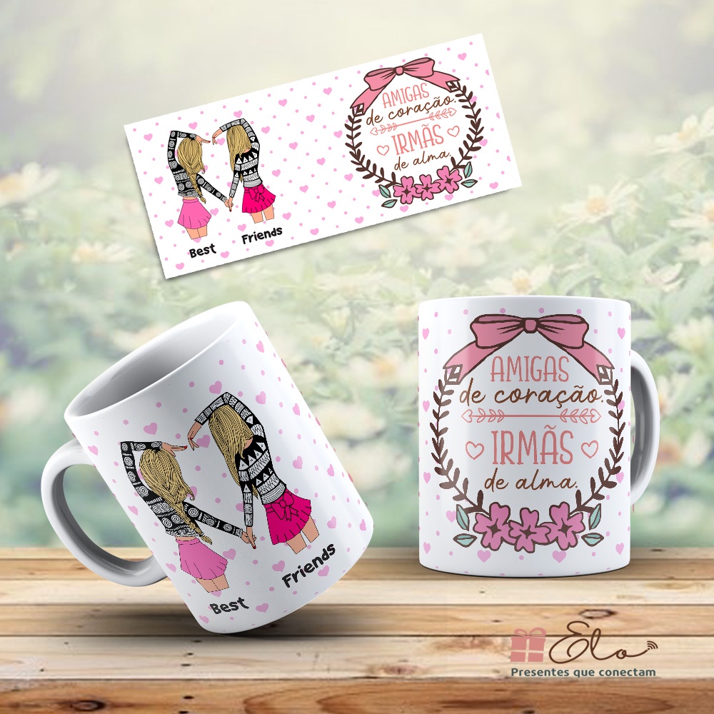 Caneca X Cara Amizade Amigas De Cora O Irm S De Alma Porcelana